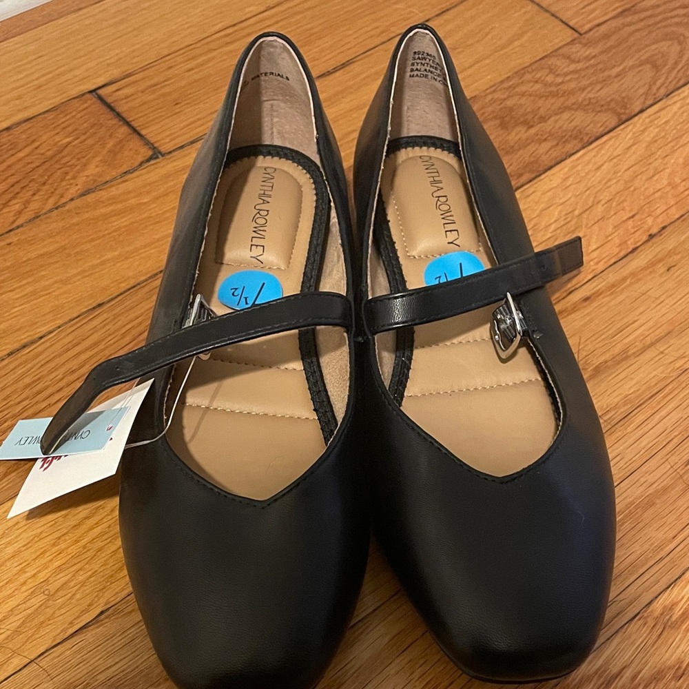 Cynthia Rowley Black Leather Flats